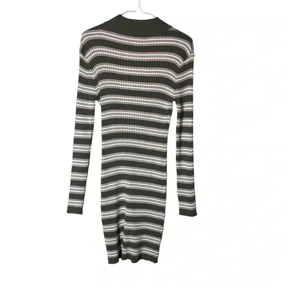 The Slope Brooklyn NY Olive Green Dress Stretchy Knitted Size Large - Picture 3 of 4
